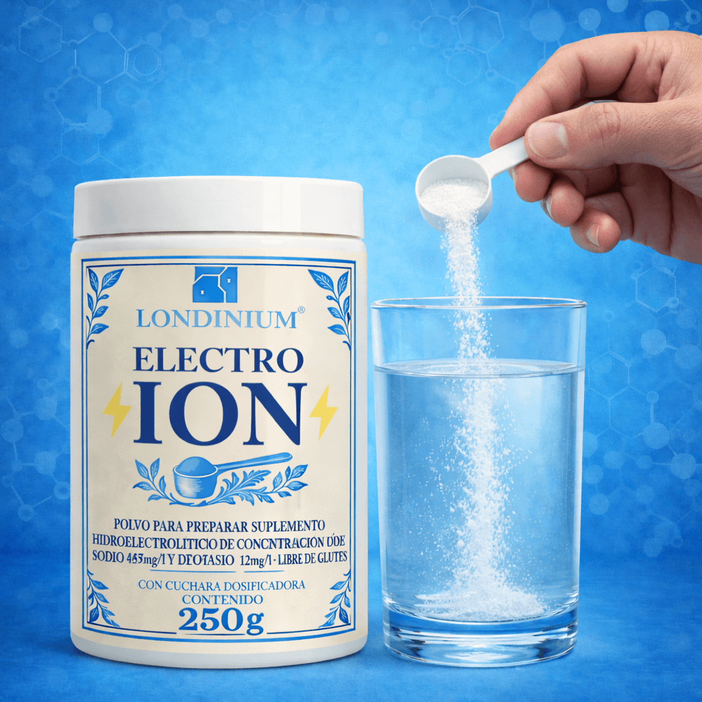 Imagen de una persona disolviendo Londinium Vitamina C en un vaso